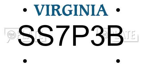 SS7P3B Virginia License Plate