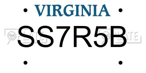 SS7R5B Virginia License Plate
