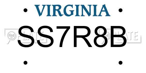 SS7R8B Virginia License Plate