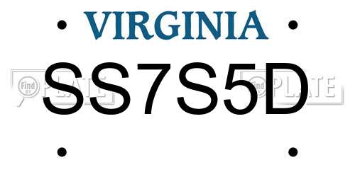 SS7S5D Virginia License Plate