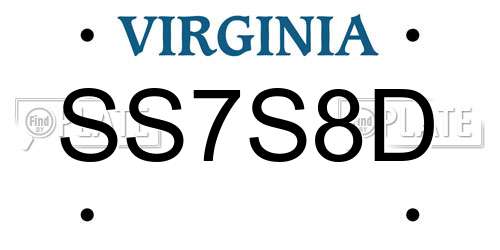 SS7S8D Virginia License Plate