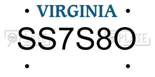 SS7S8O Virginia License Plate