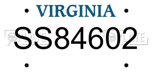 SS84602 Virginia License Plate
