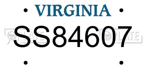 SS84607 Virginia License Plate