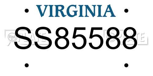 SS85588 Virginia License Plate