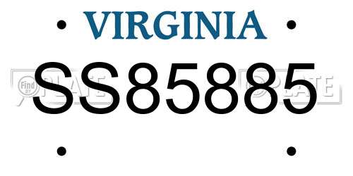 SS85885 Virginia License Plate