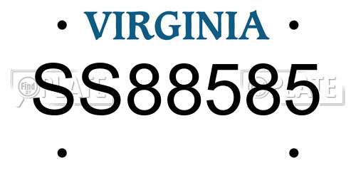 SS88585 Virginia License Plate