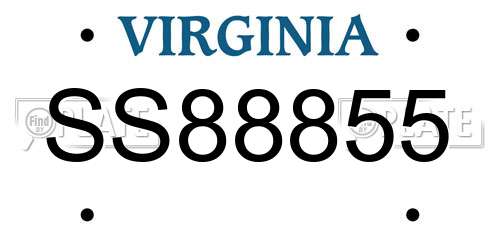 SS88855 Virginia License Plate