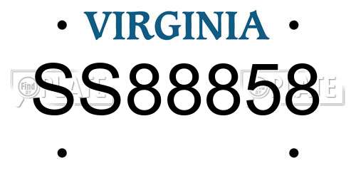 SS88858 Virginia License Plate