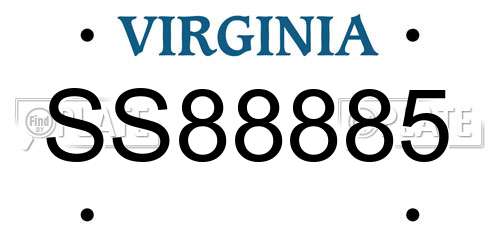 SS88885 Virginia License Plate