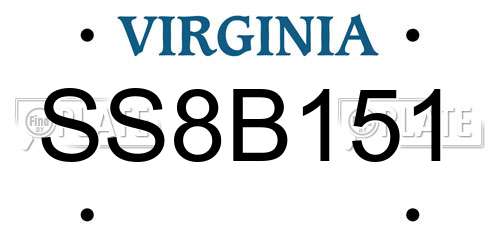 SS8B151 Virginia License Plate