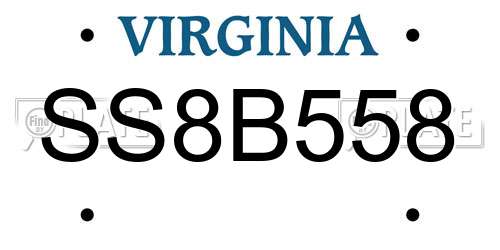 SS8B558 Virginia License Plate