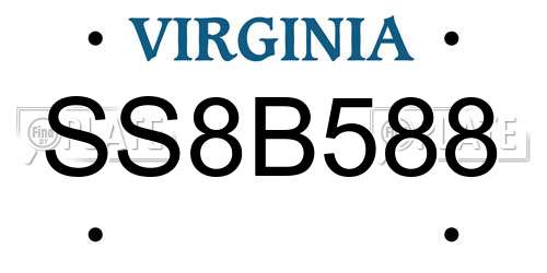 SS8B588 Virginia License Plate