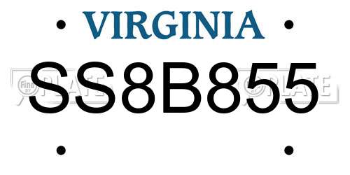 SS8B855 Virginia License Plate