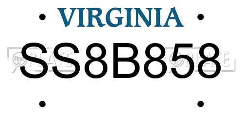 SS8B858 Virginia License Plate