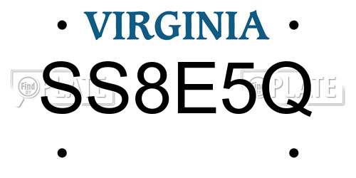 SS8E5Q Virginia License Plate