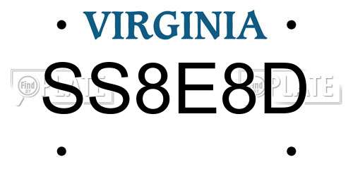 SS8E8D Virginia License Plate