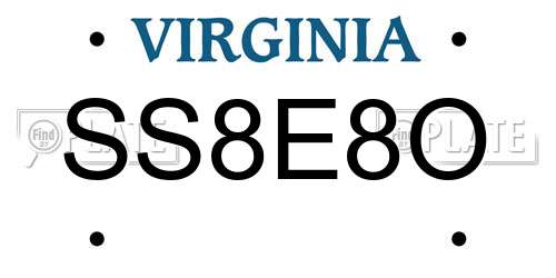 SS8E8O Virginia License Plate