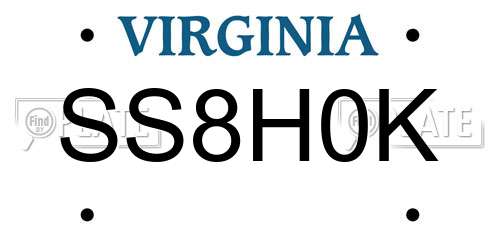 SS8H0K Virginia License Plate