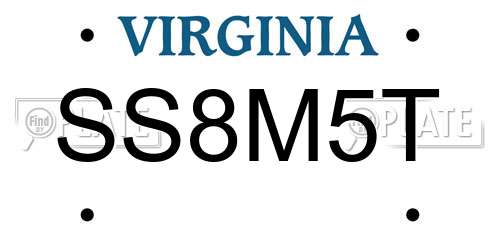 SS8M5T Virginia License Plate