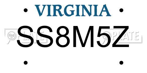 SS8M5Z Virginia License Plate