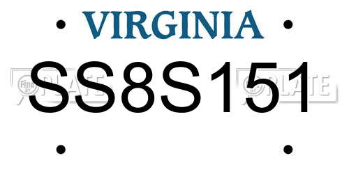 SS8S151 Virginia License Plate