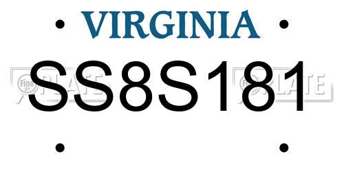 SS8S181 Virginia License Plate