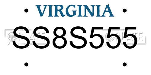 SS8S555 Virginia License Plate