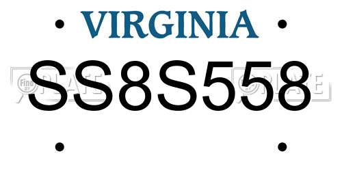 SS8S558 Virginia License Plate