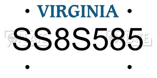 SS8S585 Virginia License Plate