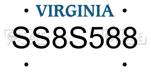 SS8S588 Virginia License Plate