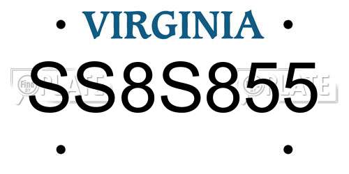 SS8S855 Virginia License Plate