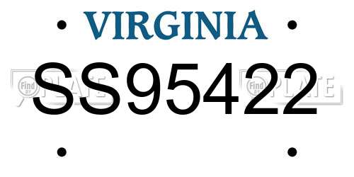 SS95422 Virginia License Plate
