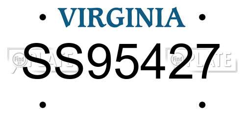 SS95427 Virginia License Plate