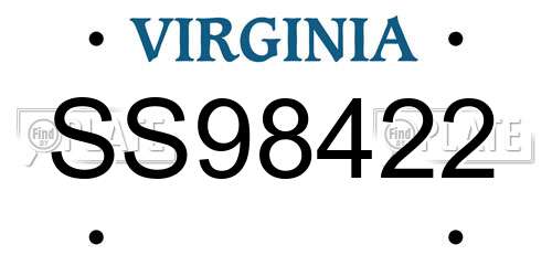 SS98422 Virginia License Plate