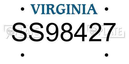 SS98427 Virginia License Plate