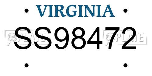 SS98472 Virginia License Plate