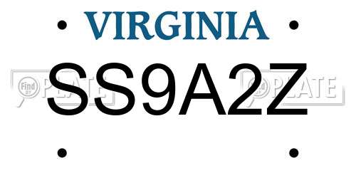 SS9A2Z Virginia License Plate