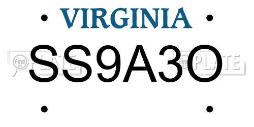 SS9A3O Virginia License Plate