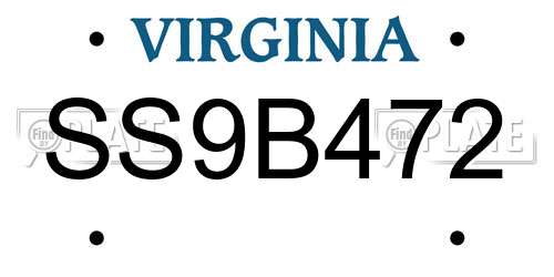 SS9B472 Virginia License Plate