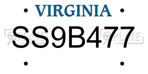 SS9B477 Virginia License Plate