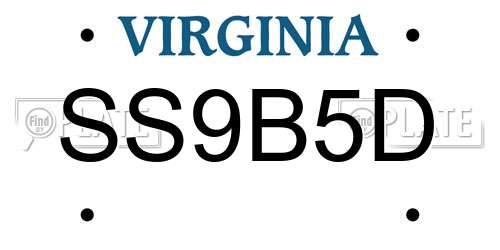 SS9B5D Virginia License Plate
