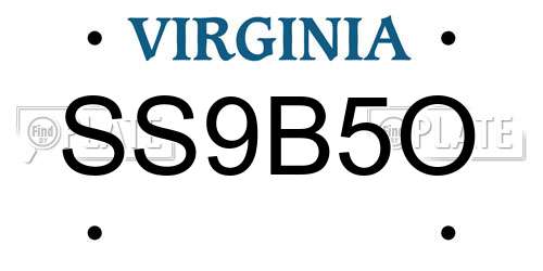 SS9B5O Virginia License Plate