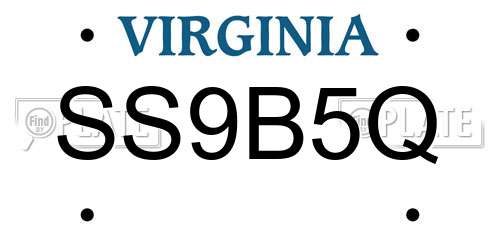 SS9B5Q Virginia License Plate