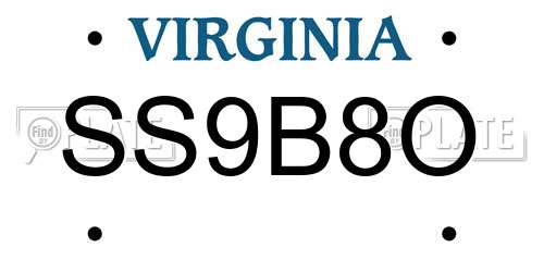 SS9B8O Virginia License Plate
