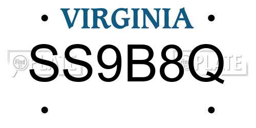 SS9B8Q Virginia License Plate