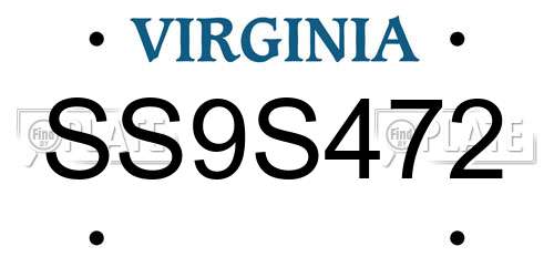 SS9S472 Virginia License Plate