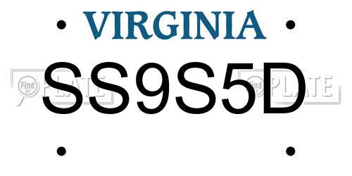 SS9S5D Virginia License Plate
