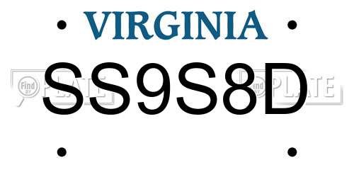 SS9S8D Virginia License Plate