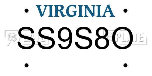 SS9S8O Virginia License Plate